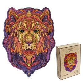 WOODSTERS Original Wooden Jigsaw Puzzle - Great Lion A3 | Unique Shapes | Stunning Wooden Puzzles for Adults & Kids | Brain-Boosting Challenge, Perfect for Family Fun