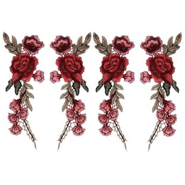 Honbay 2 pares de parches bordados de flores de rosas