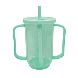 YSBCNK Sippy Cup for Adults, Non Spill Drinking Cups for Elderly with Straw and Lid, Spill-Proof Adult Sippy Cups for Bedridden Patients, Hospital and Convalescent Care, Green, 122 * 127mm