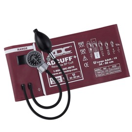 ADC Diagnostix 700 Premium Professional Pocket Aneroid Sphygmomanometer with Adcuff+ One-Piece Nylon Blood Pressure Cuff, Large Adult, Burgundy