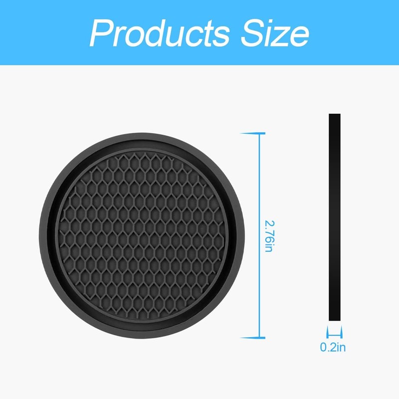 4 Pack Car Cup Holder Coaster, 2.75 Inch Diameter Non-Slip