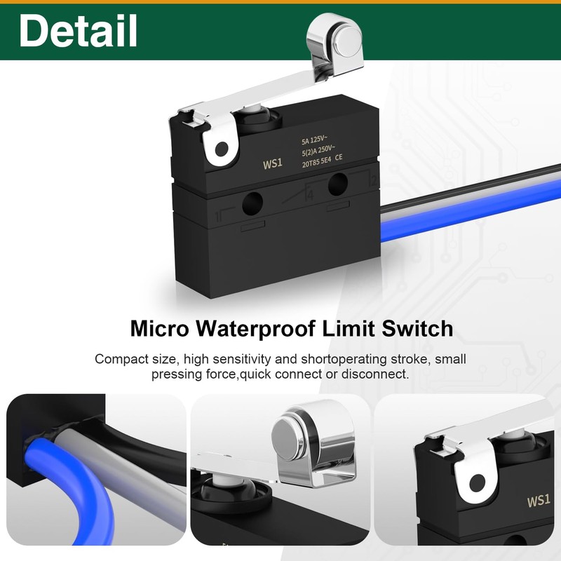3PCS Waterproof Micro Limit Switch, SPDT 1NO 1NC, IP67 Sealed
