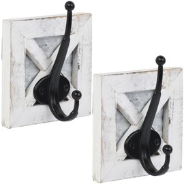 Autumn Alley Farmhouse Bathroom Decor White Hooks, Towel, Coat, and Robe Hooks for Bathroom Farmhouse Wall Mounted, Rustic Wall Decor, 2 Pack, White