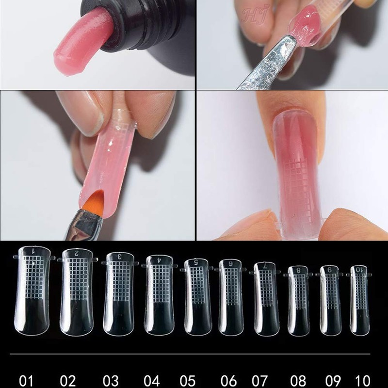 Beuniar Nail Extension Form Tips Clear 100pcs Poly Gel Acrylic