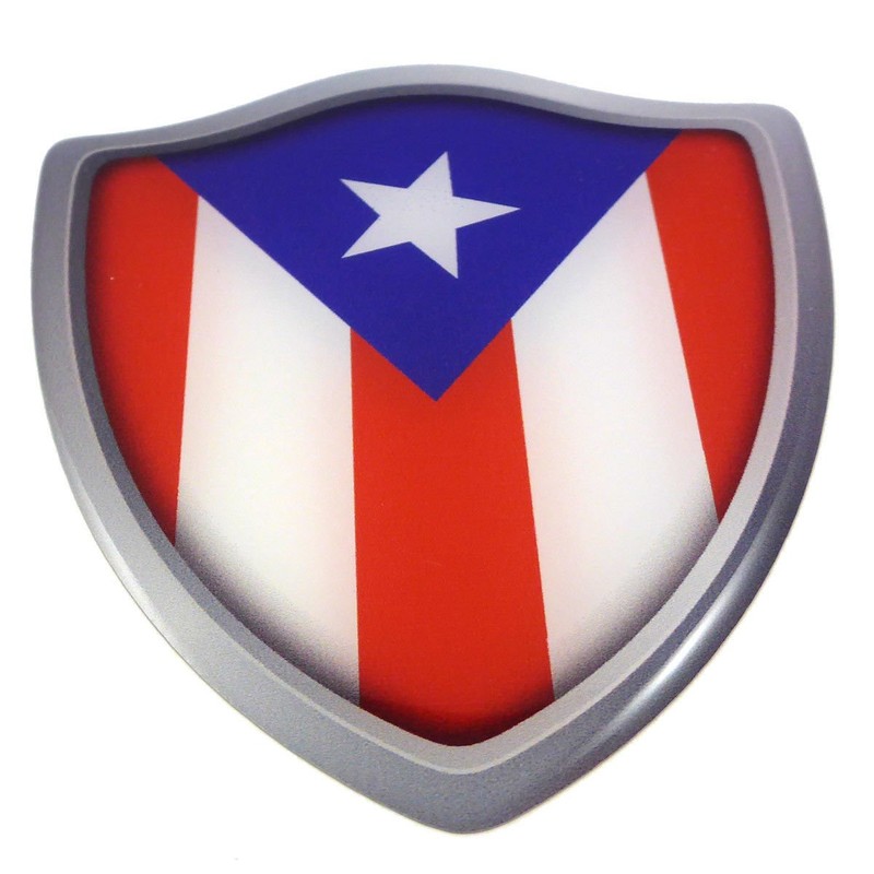 Puerto Rico Flag Shield Domed Decal 3D Look Emblem Resin
