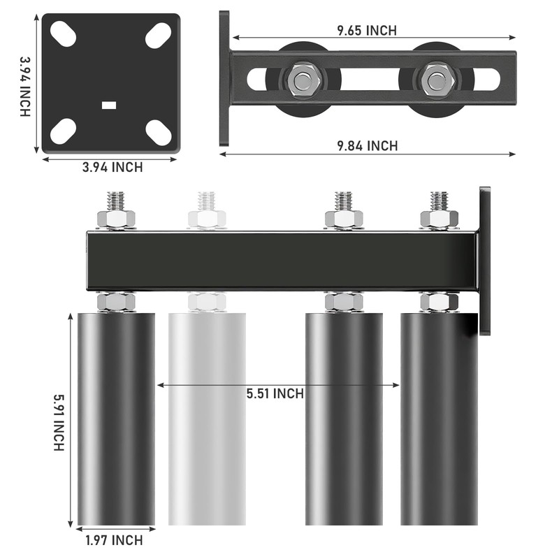 6" Slide Gate Guide Roller | Range 5.5in | Adjustable