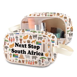 MNIGIU South Africa Symbols Souvenir Clear Cosmetic Bag South Africa Vacation Gift Trip Girl Makeup Bag Africa Travel Gift (South Africa Clear Cosmetic Ba)