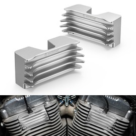 NICECNC Silver Spark Plug Head Bolt Covers Finned Spark Plug Cover Aluminium CNC Compatible with Harley Forty Eight XL1200X 2010-2022, Sportster 1200 Custom XL1200C 2004-2019, See Fitments