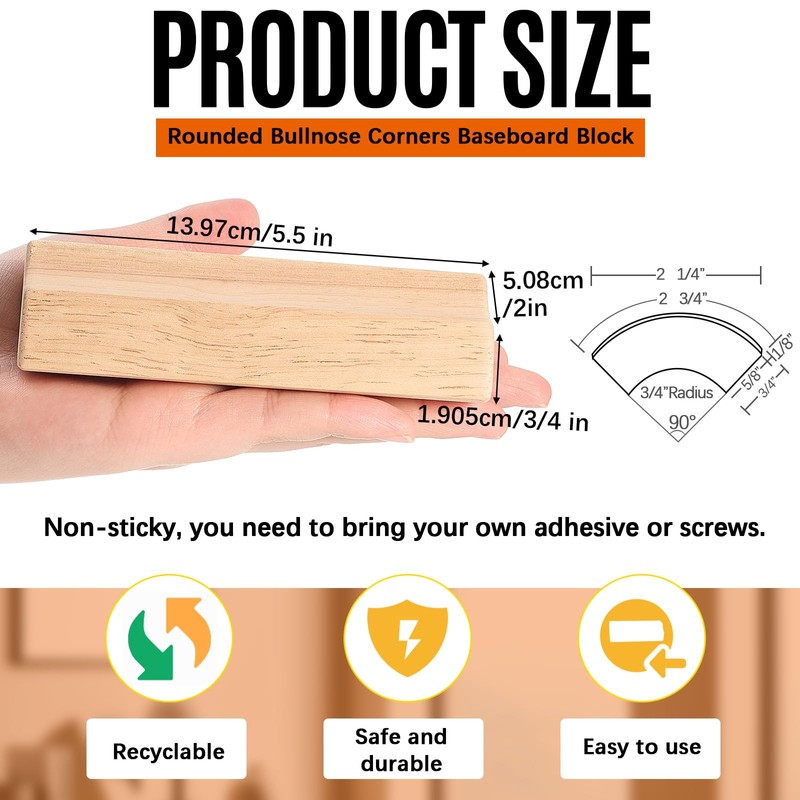 ReliThick 4 Pcs 5.5 x 3/4 Rounded Outside Bullnose Corner