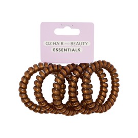 Oz Essentials Spiral Hair Ties 5 Pack - Brown Sparkle
