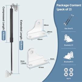 500MM 200N/20KG Gas Struts, 2pcs Universal adjustable Lift Support Springs, Gas Spring Lift Support Shock with Mounting Kit for Heavy duty Ottoman Bed, Heavy lid, Floor Hatch Door, Storage Box Lid