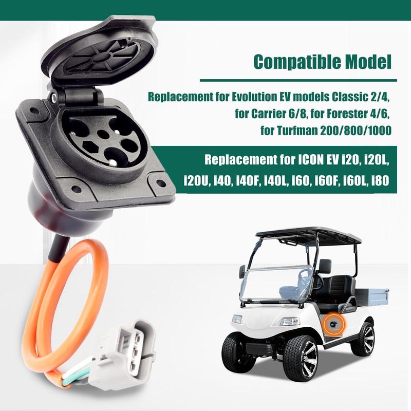 YUXIVCNE ST-031016-PZ Electric Golf Cart Charger Receptacles Head Replacement for