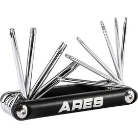 ARES 44000-10-Piece Tamper-Proof Folding Star Key Set - Sizes Include T-6 to T-30 - Corrosion-Resistant CR-V Steel Construction