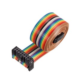 sourcing map IDC Rainbow Wire Ribbon Cable 16P A-Type FC/FC Connection 2.54 mm Pitch 1 m