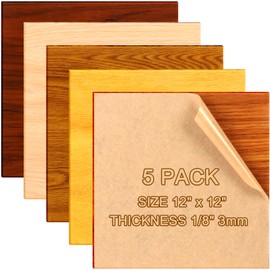 Adrattnay Acrylic Sheets 1/8 Thick, 5Pcs 12 x 12 Wood Grain Acrylic Panels 3 mm for Laser Cutting, Wood-Textured Plexiglass Sheets with Protective Paper for Laser Engraving Sign Making, Display Crafts