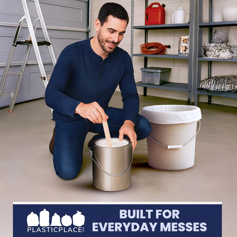 Plasticplace 5 Gallon Trash Bags - White Drawstring Garbage Bag