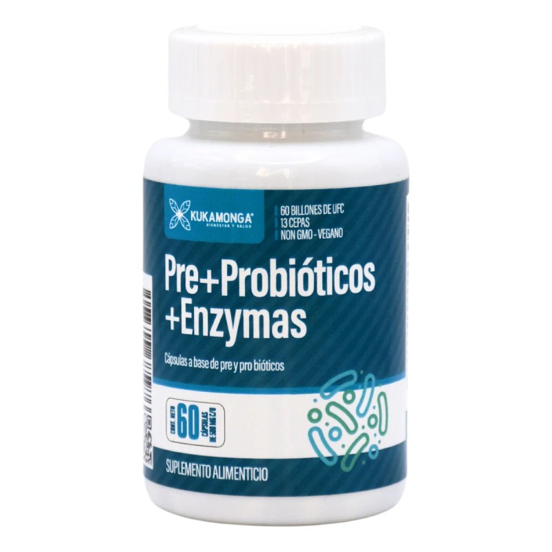 Pack Doble 2 Frascos Prebiticos, Probiticos y Enzimas 60 Cpsulas