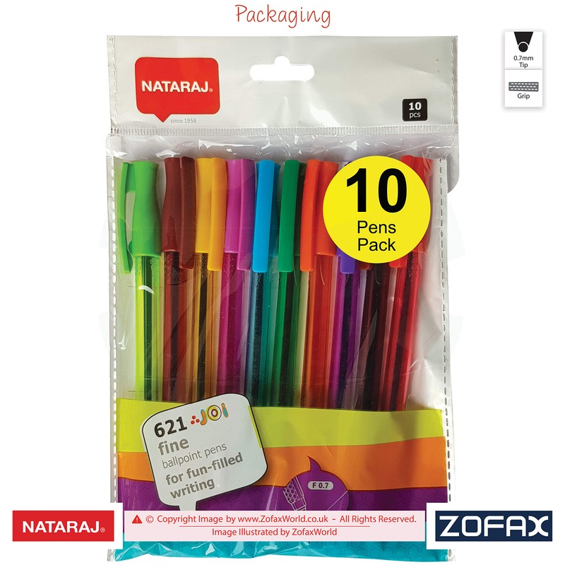 NATARAJ Joi Fine MULTICOLOURED Ballpoint Pens Write Draw Mark Sketch