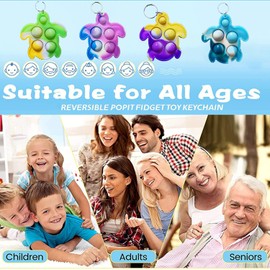 100 Packs Bulk Turtle Mini Pop Fidget Toys, Autism Special Needs Squeeze Sensory Gift for Students Bubble Prize, Beach Ocean Animal Summer Party Favors