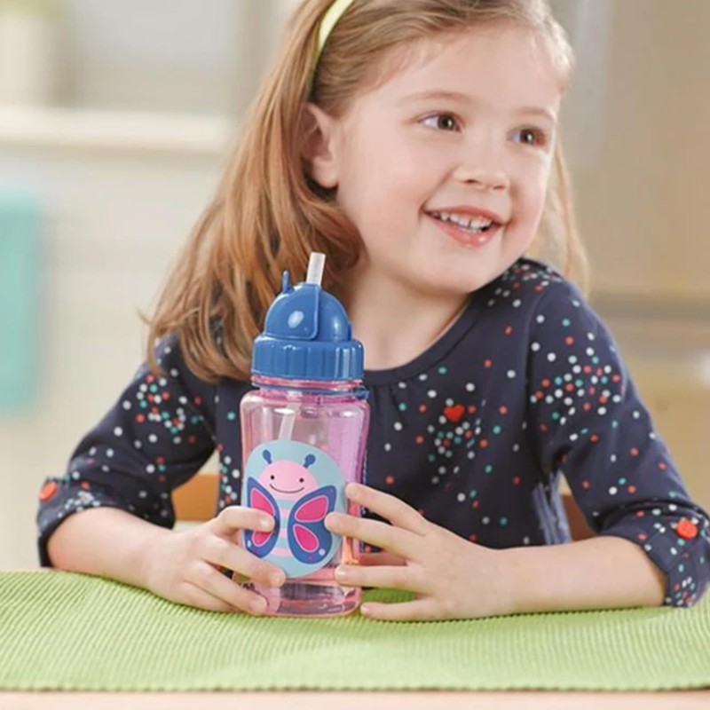 Skip Hop Zoo Tritan Renew Straw Bottle, Raccoon