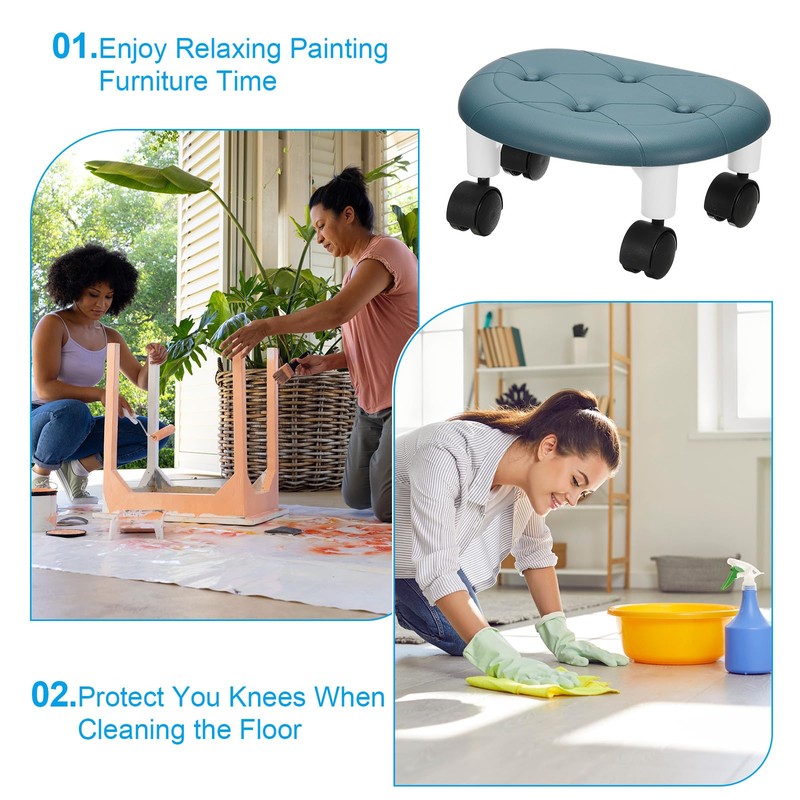 PATIKIL Low Rolling Stool with 360°Swivel Wheels for Cleaning Kitchen