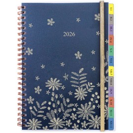A5 Appointment Diary 2026 Week to View, Weekly & Monthly Planner with Tabs, Contact, Notes, Back Pocket, Spiral Bound, 1 Week on 2 Pages, Vertical Layout 7:00 to 20:00, Personal Organiser, Jan-Dec