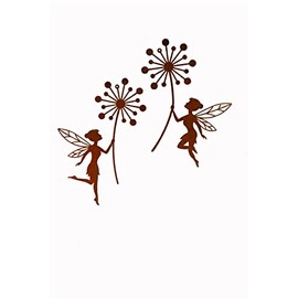 Bornhöft Fairy Tale with Dandelion Metal Rust Garden Decoration Patina Rusty Figure Set of 2 for Hanging