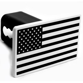 eVerHITCH U.S. American Flag Black & White 5x3 inches Metal Hitch Cover (Fits 2" Receiver, B&W (No Pin)