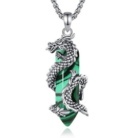 CELESTIA Malachite Dragon Necklace Amuleto de Proteccion Crystal Pendant Spiritual Gift Green Crystal Gemstone Jewelry
