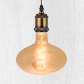 WHFIALUX Oversized Decorative LED Light Bulbs,Giant Vintage Edison Light Bulb,TM160 Huge Mushroom Shape Bulbs,Pendant Lighting,Amber Glass 2200K Warm White,6W Dimmable 250LM(40W eq.),E26 Base (TM160)