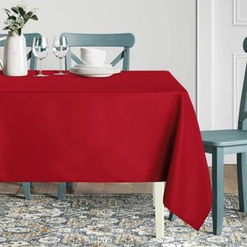 sancua Rectangle Tablecloth - 60 x 102 Inch - Stain and Wrinkle Resistant Washable Polyester Table Cloth, Decorative Fabric Table Cover for Dining Tables, Buffet Parties and Camping, Red
