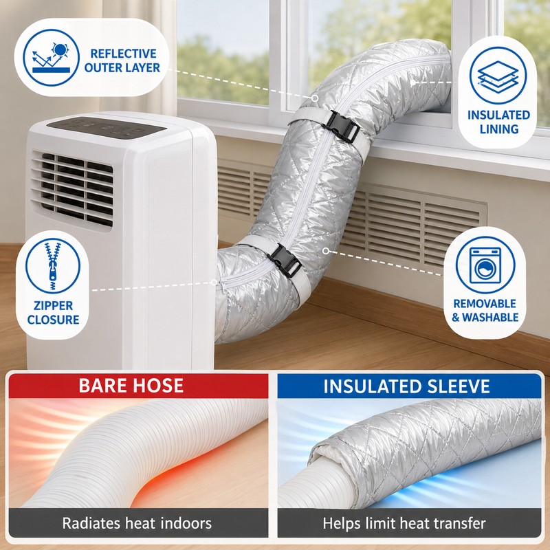 AC Hose Insulation Sleeve for Portable Air Conditioners, 5–5.9 in