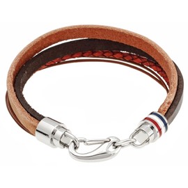 Metro Jewelry Multi-Color Genuine Leather Bracelet for Men in Stainless Steel - 8.75 Inches Long 16 mm Wide with Lobster Claw