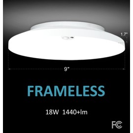 Motion Sensor Ceiling Light Hardwired, 9 Inch 18W, 5 CCT 2700/3000/3500/4000/5000K, 3 Brightness Settable, 120V 1550Lm Flush Mount LED Closet Light Fixture for Stairs, Hallway, ETL Listed, White