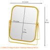 Schonee Espejo de maquillaje de mesa dorado de 2 caras,