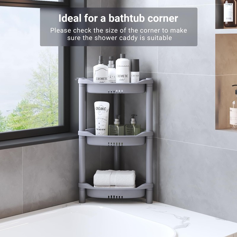 ELYKEN 3 Tier Shower Caddy Organizer Shelf Corner, 14.4 x