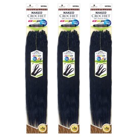 MULTI PACK DEALS! SHAKE-N-GO Naked 100% Human Hair Crochet Braid Wet & Wavy Pre-Loop Type Loose Deep [18"] (3-PACK, NATURAL)