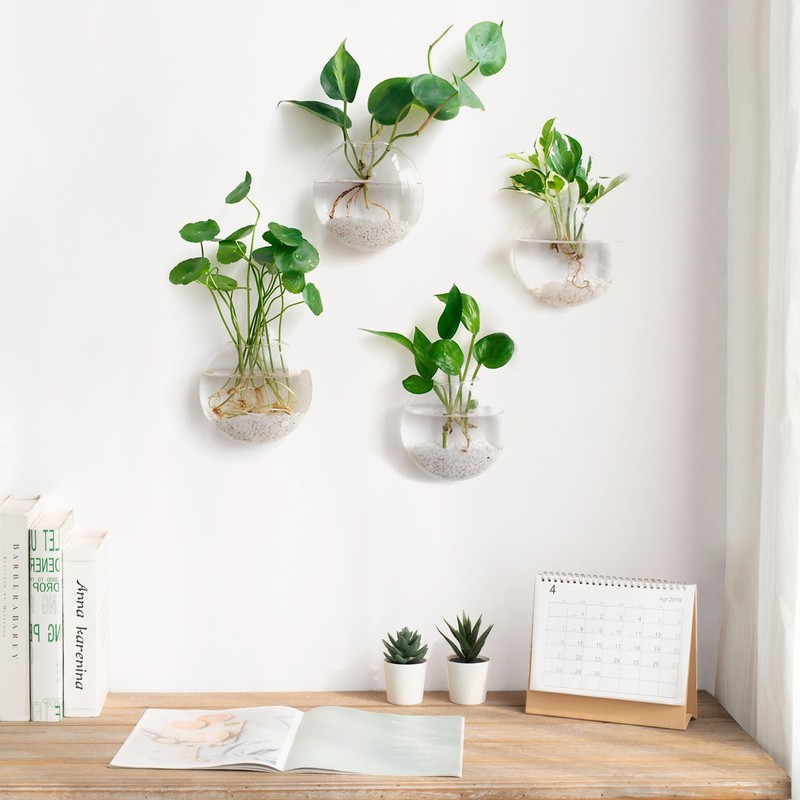 Mkono Wall Hanging Glass Terrariums Planter Oblate Flower Vase for