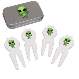 Azeeda 'Cute Alien' Golf Divot Tool/Repair Fork Gift Set (GO00072078)