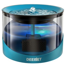 DEEIPET Cat Water Fountain, 74oz/2.2L Ultra Quiet Automatic Water Dispenser for Cats Dogs with Colorful LED Indicator, Water Bowl for Pets with Filter