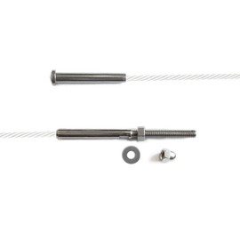 Stainless Steel 316 Grade Cable Railing Threaded Stud Tensioner & Dome Head Terminal for 3/16 Cable, 10-Pack