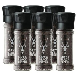 Oryx Black Pepper Grinder - 6 Pack - 1.26oz x6 - Manual Pepper Grinder, Refillable +20x, Premium Kitchen Spice, Kosher - Ideal for Cooking & Seasoning - Durable & Stylish