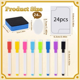 AXQMY 24 Pcs Reusable Erasable Cards Multifunctional Tokens Housework Dry Erase Cards White Blank Flash Cards, 24 White Erasable Plastic Counters Gaming Tokens Disc and Game Accessories 8 Marker Pens