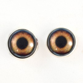 Brown Dog Sew On Glass Eyes16mm Buttons with Loop for Crocheted Doll Stuffed Animal Soft Sculptures or Jewelry Making Crafts - Set of 2