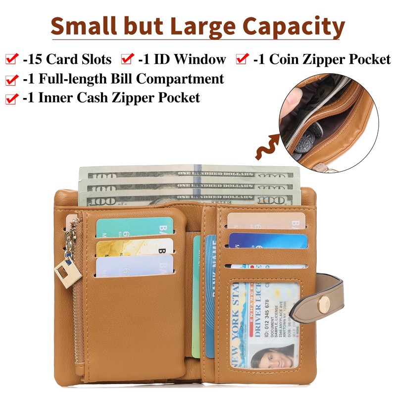 FALAN MULE Women's Purse with RFID Blocking, Small PU Leather,