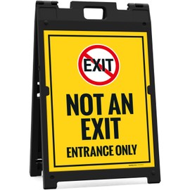 Sigo Signs, Enter Only Not An Exit Entrance Only With No Exit Symbol Sidewalk Sign Kit, 18x24 Inches, With A Frame Stand, Made in USA