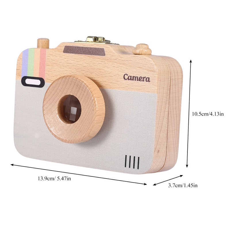 Wooden Camera pattern Storage Box Case for Baby Milk Teeth