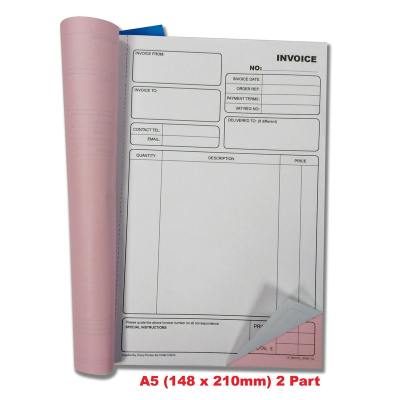 Cherry NCR Invoice Duplicate Book, A5, 50 Sets