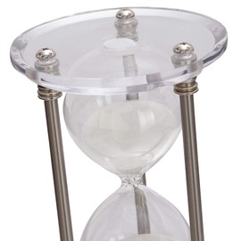 Deco 79 Metal Hourglass Sand Timer with Acrylic Base, 6" x 6" x 9", Silver