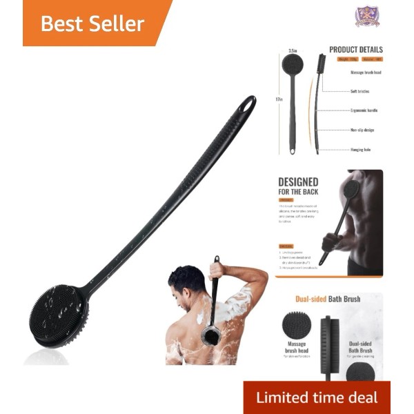 Unbranded Silicone Body Back Scrubber 17in Long Handle Exfoliating Massage